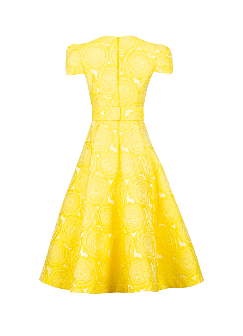 Yellow printed midi dress