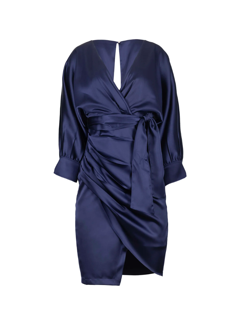 Navy satin dress