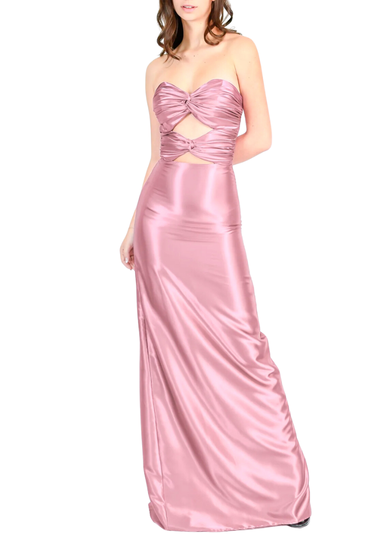 Vestido rosa straple noche