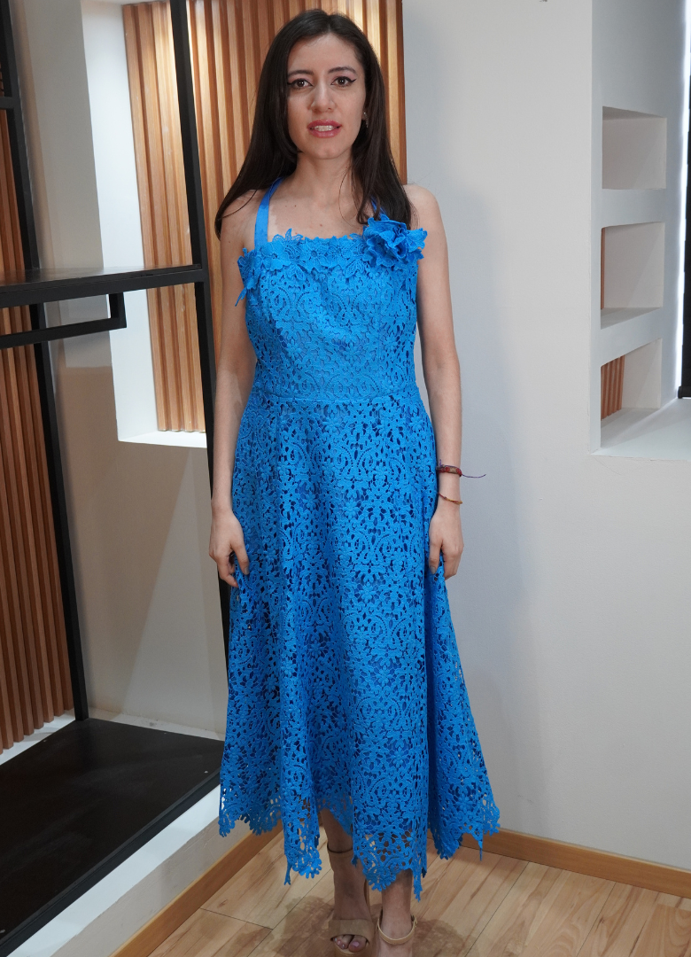 Vestido crochet azul