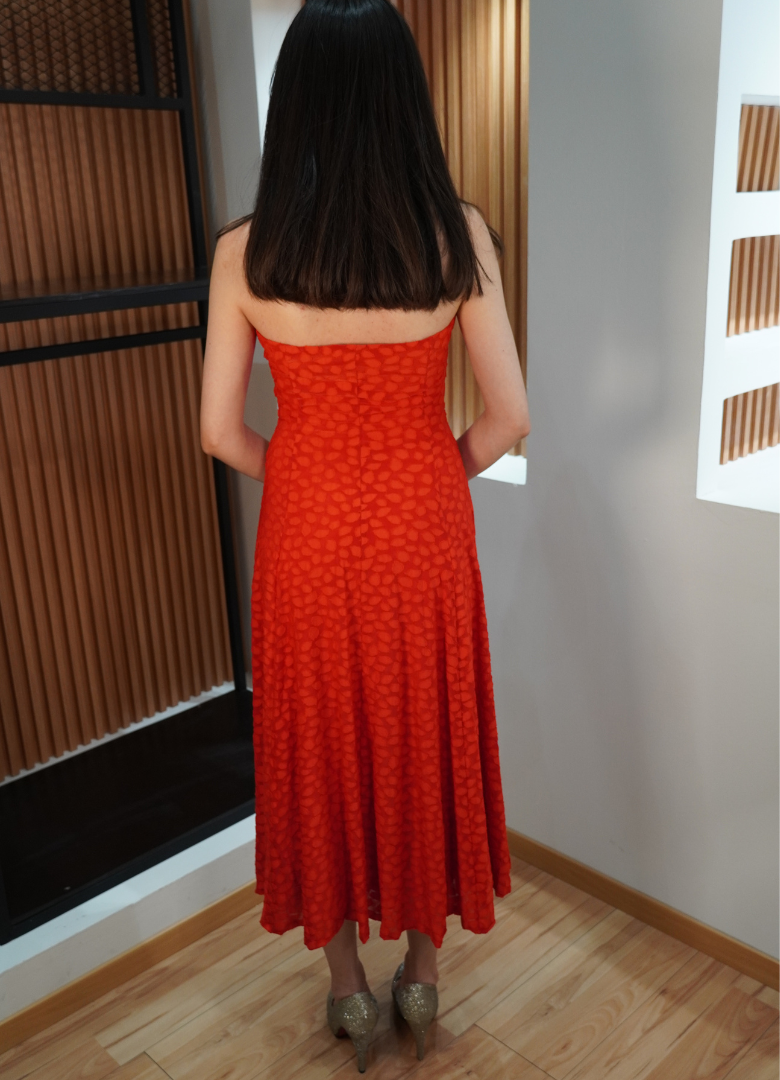 Vestido rojo midi argolla
