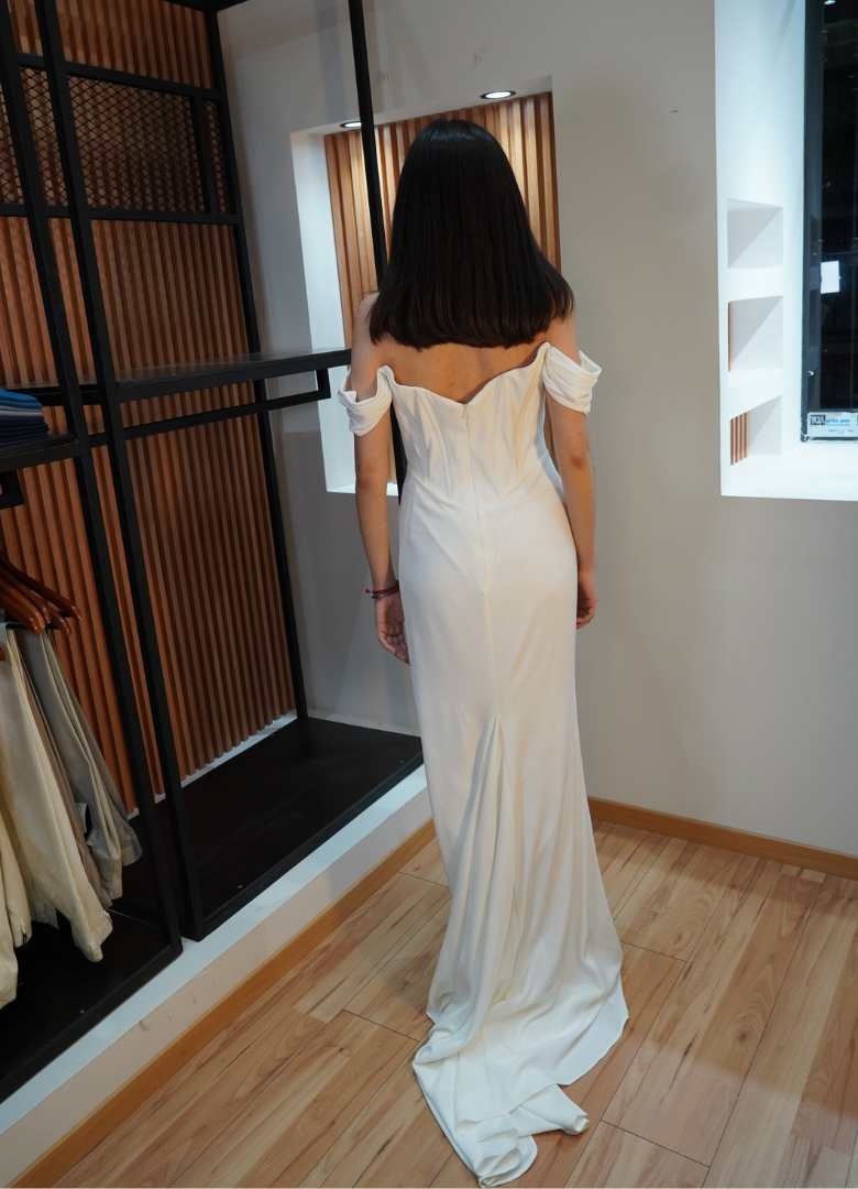 Vestido de noche silueta blanco