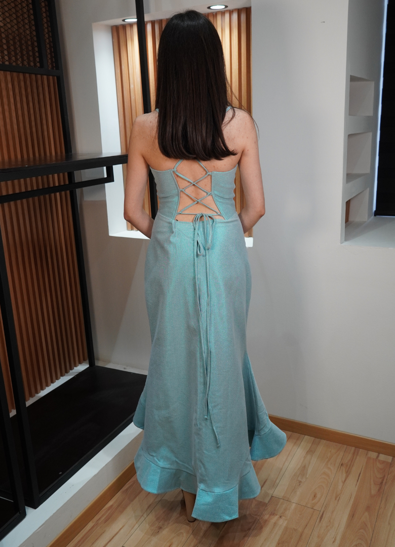 Vestido tornasol azul