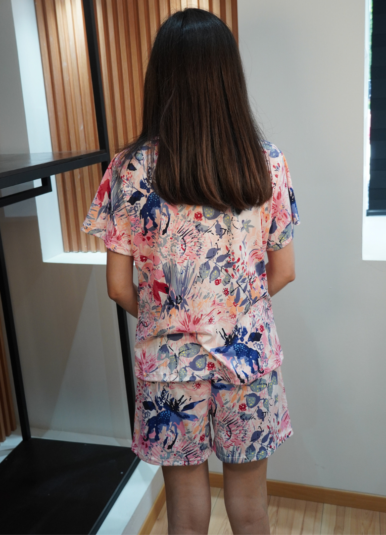 Pijama short print floral
