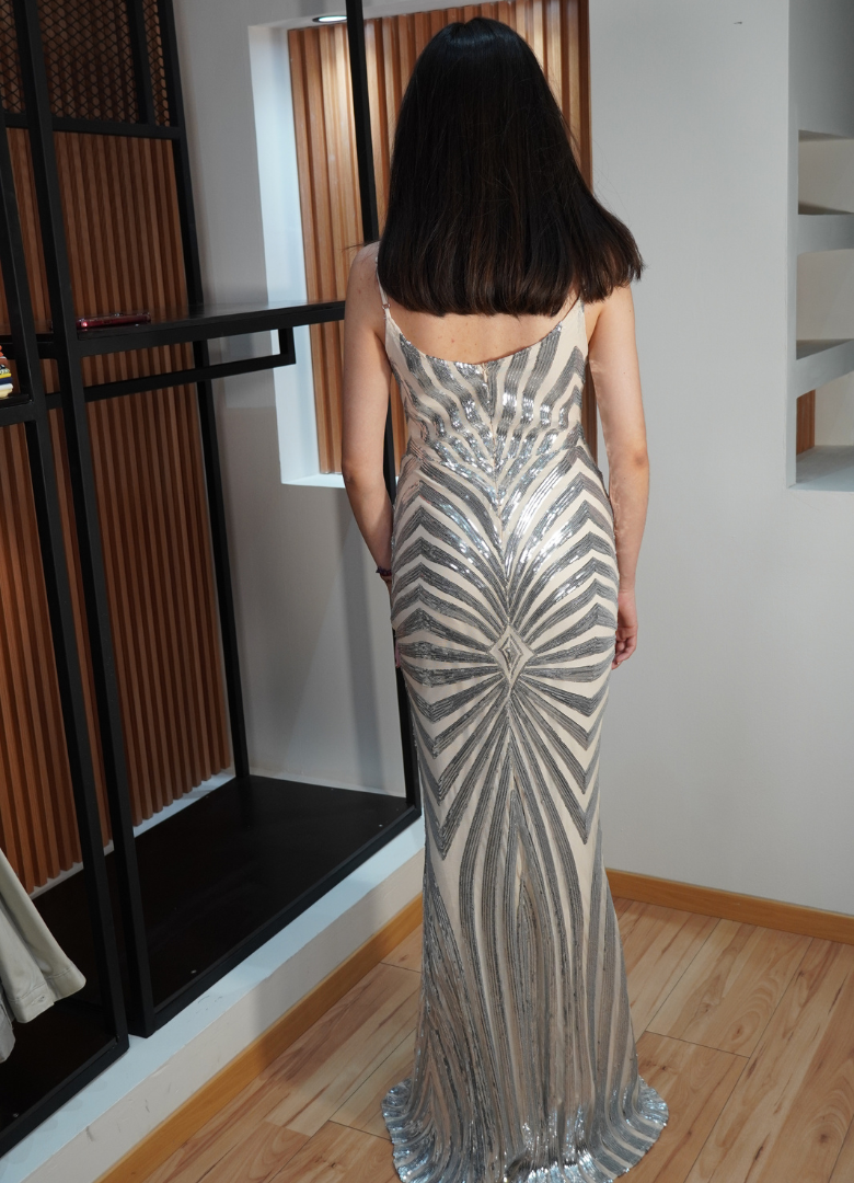 Vestido lentejuela plata