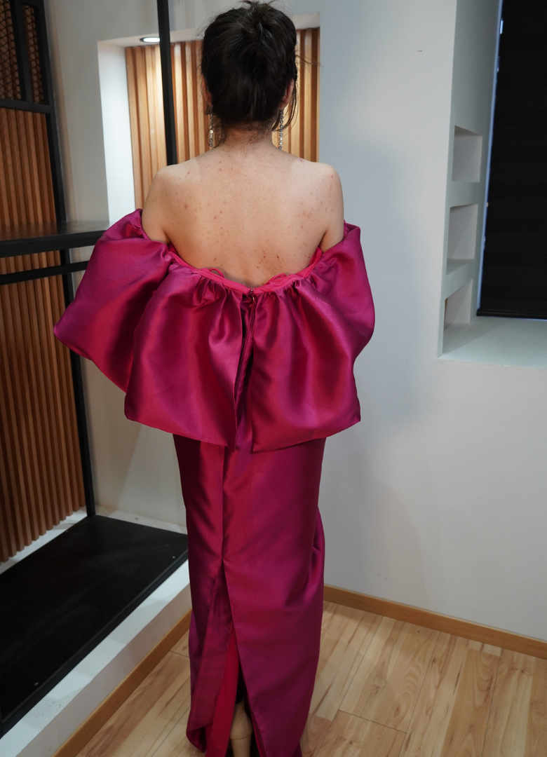 Vestido rosa abullonado