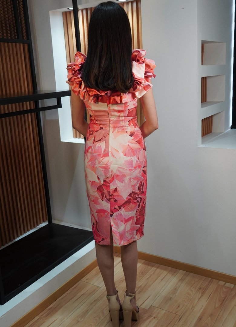 Vestido midi print satinado