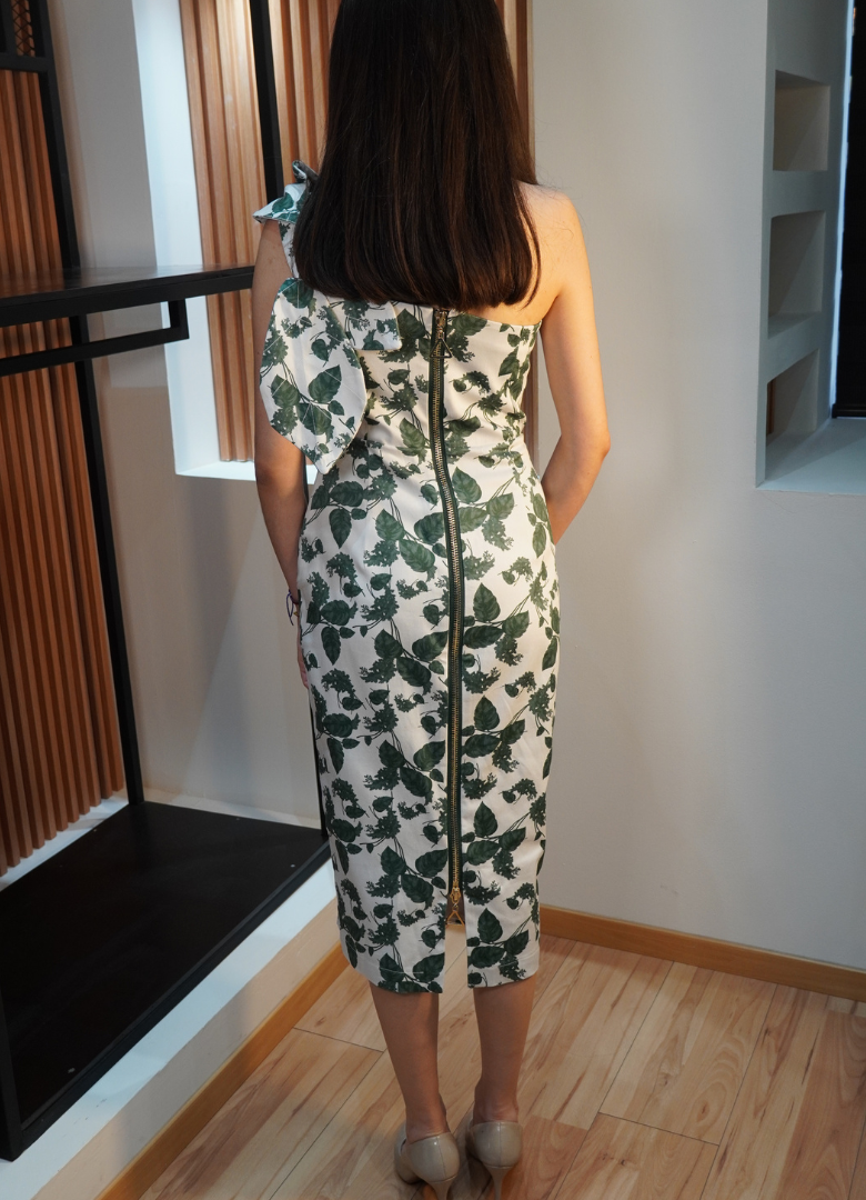Vestido midi estampado verde