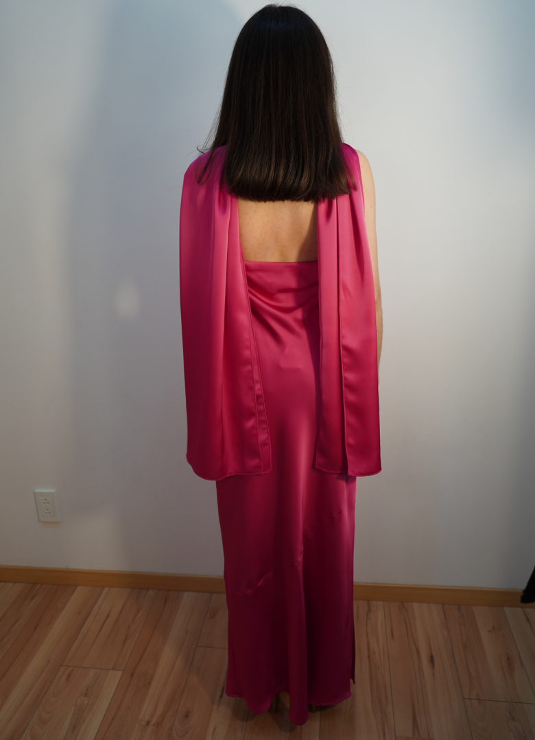 Vestido straple fucsia
