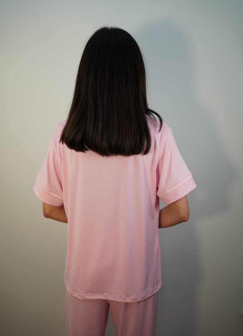 Pijama rosa lisa
