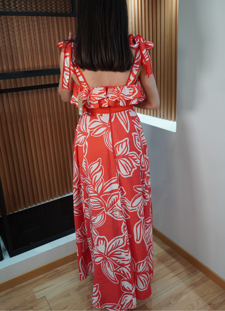 Vestido print rojo y blanco
