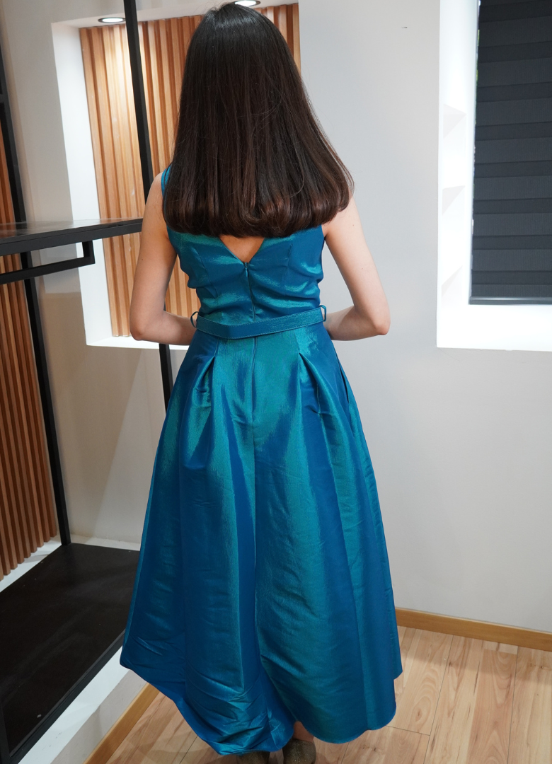 Vestido midi turquesa
