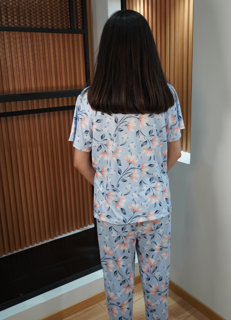 Pijama print morado floral