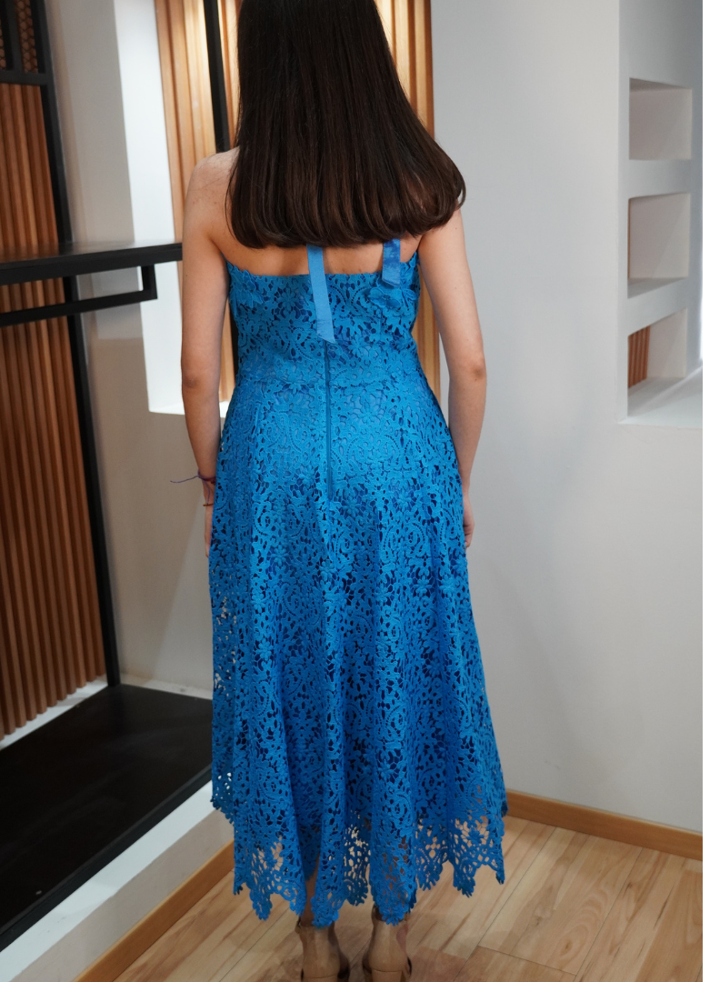 Vestido crochet azul