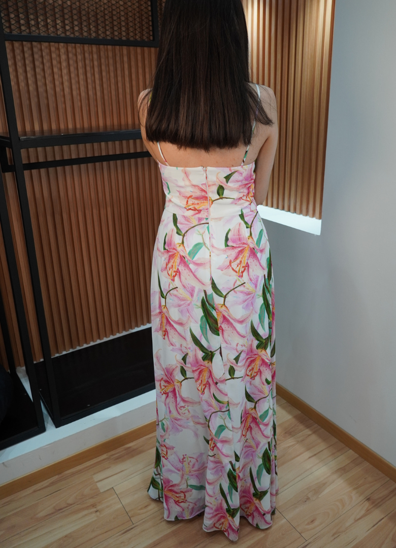 Vestido print lilis rosa