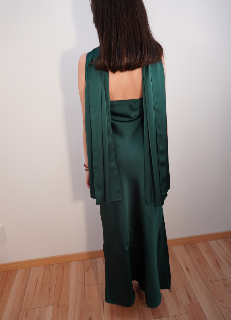 Vestido straple verde botella