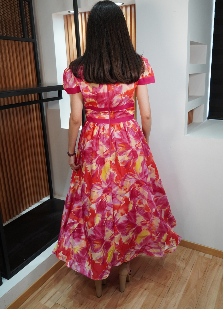 Vestido rosa midi