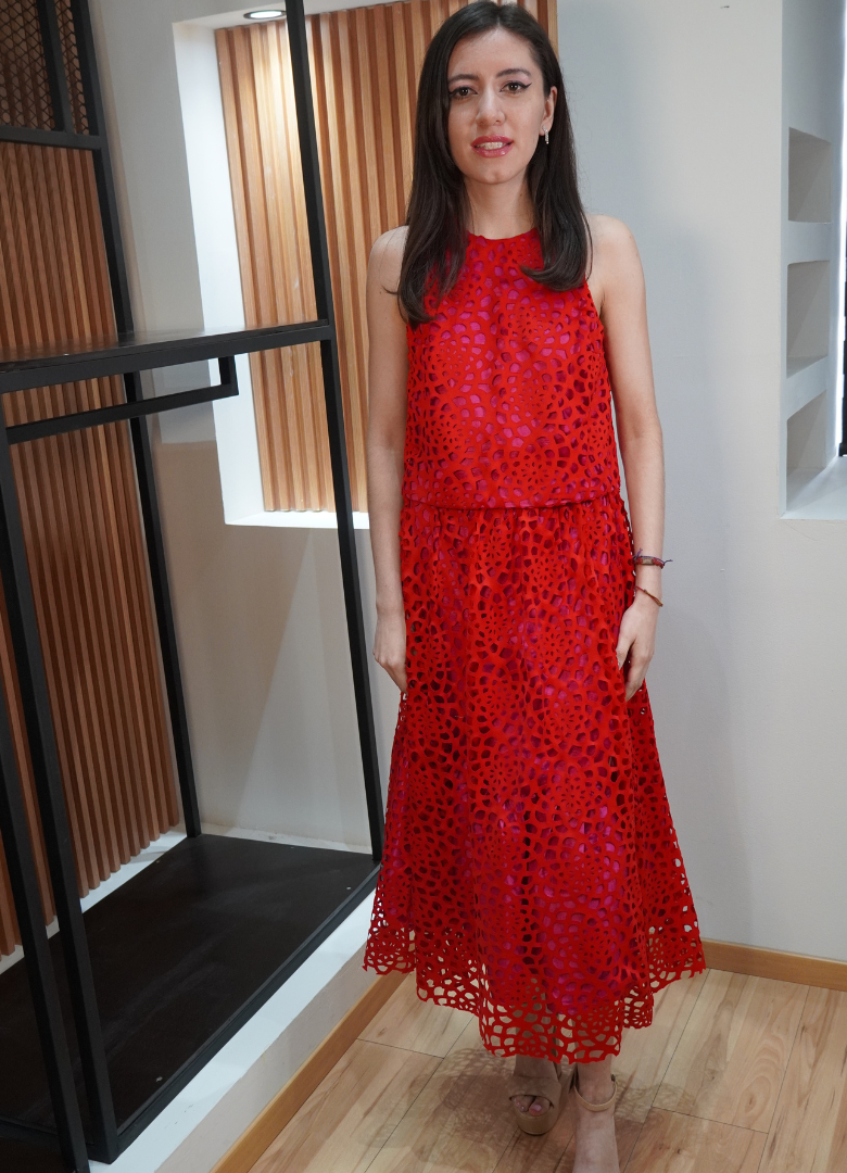 Set falda y top rojo