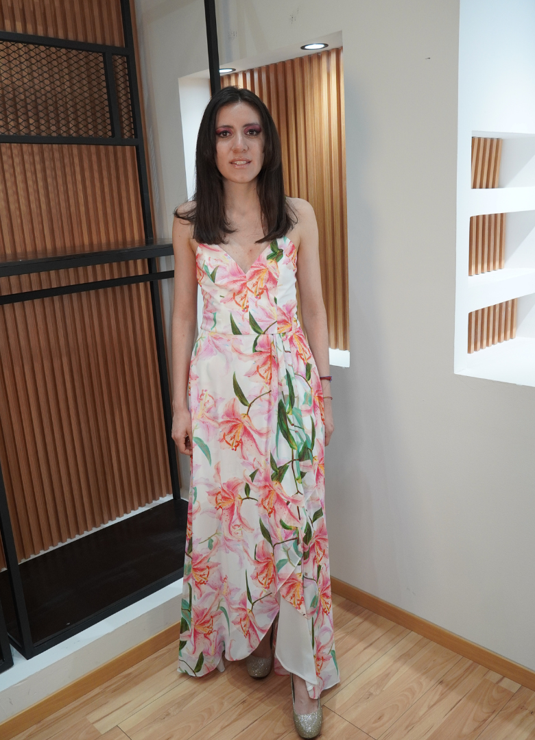 Vestido print lilis rosa