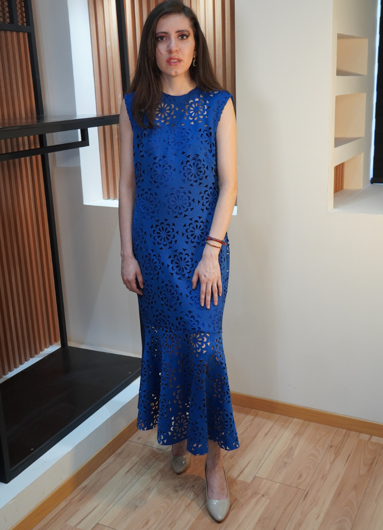 Vestido midi azul rey