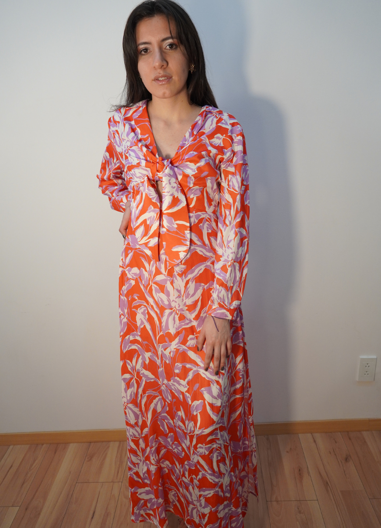 Vestido print floral rojo