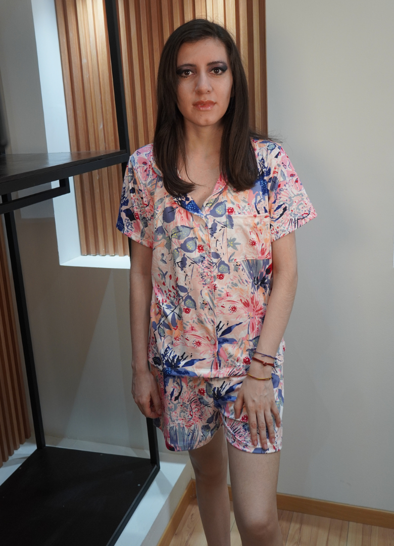 Pijama short print floral