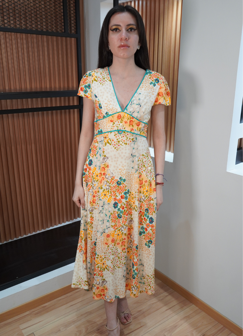 Vestido floral naranja