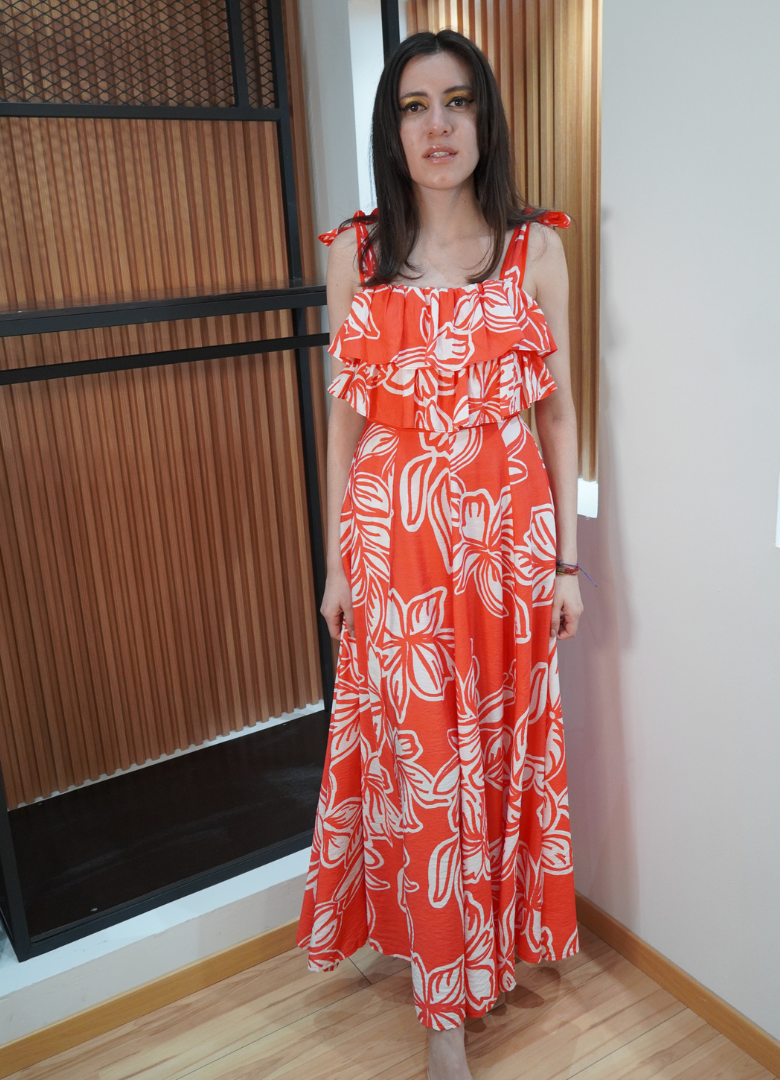 Vestido print rojo y blanco