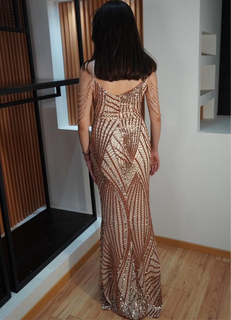 Vestido lentejuela rose gold