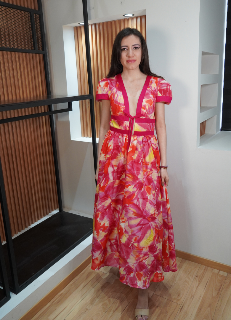 Vestido rosa midi