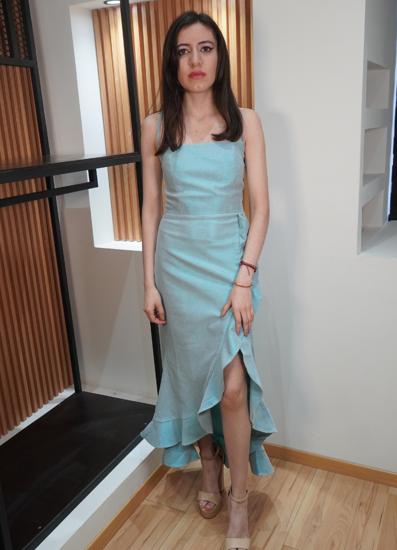 Vestido tornasol azul