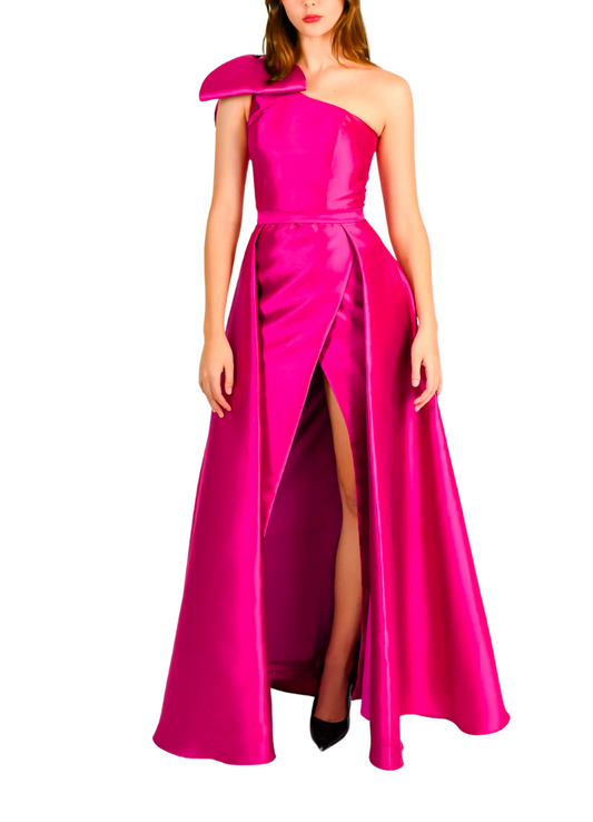 Fuchsia pink evening dress