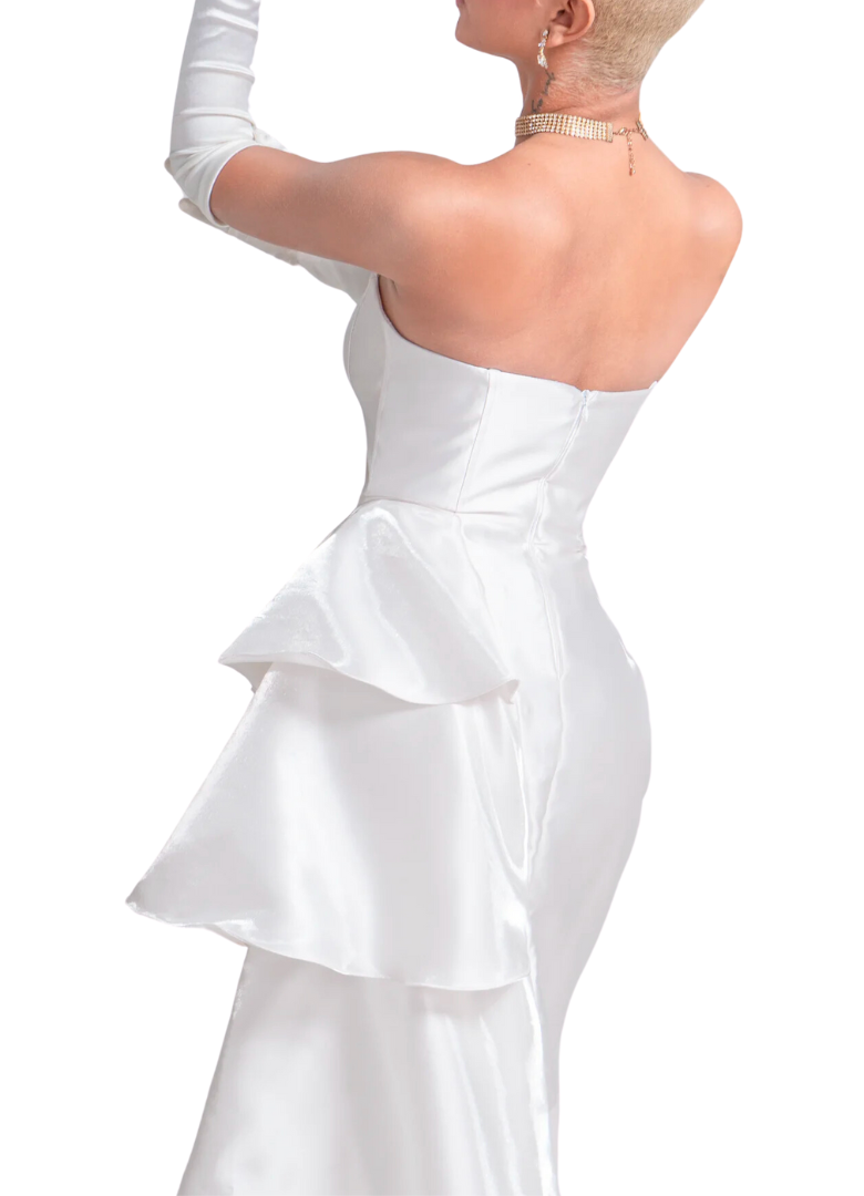 Vestido blanco midi strapples