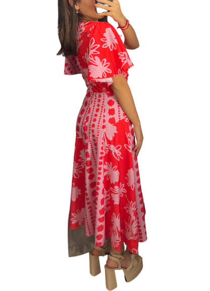 Vestido midi estampado cherry