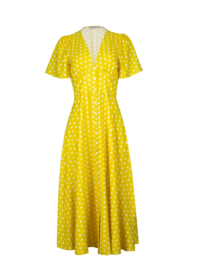 Vestido estampado bolitas amarillo