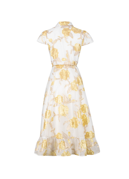 Vestido midi estampado floral amarillo