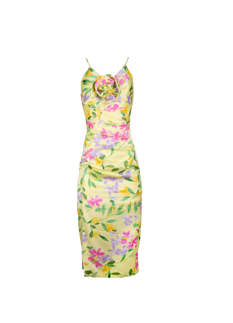 Vestido midi satin floral