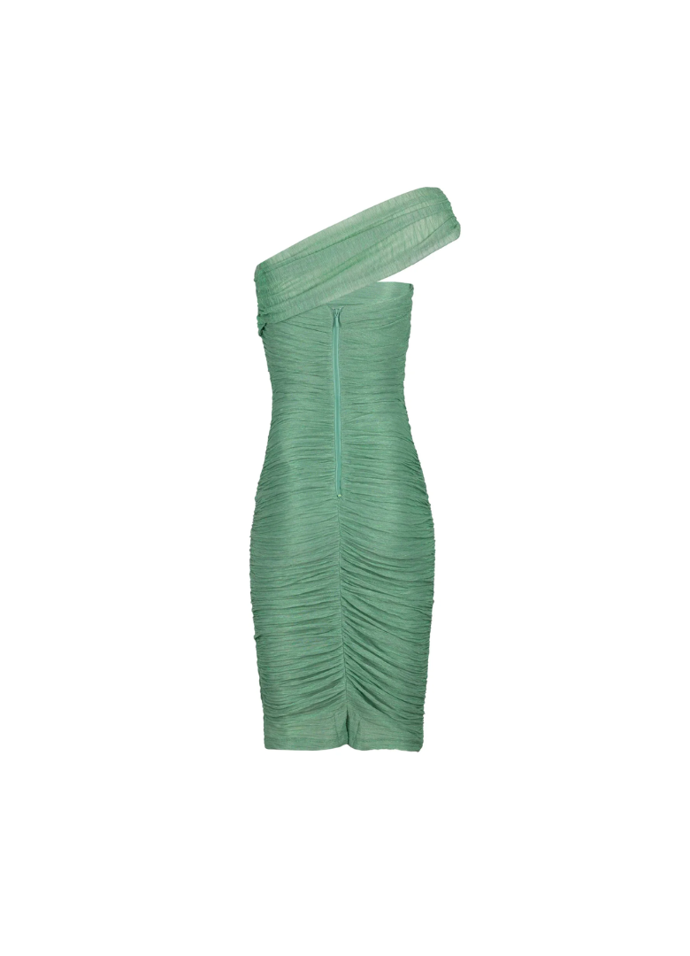 Vestido menta metálico midi