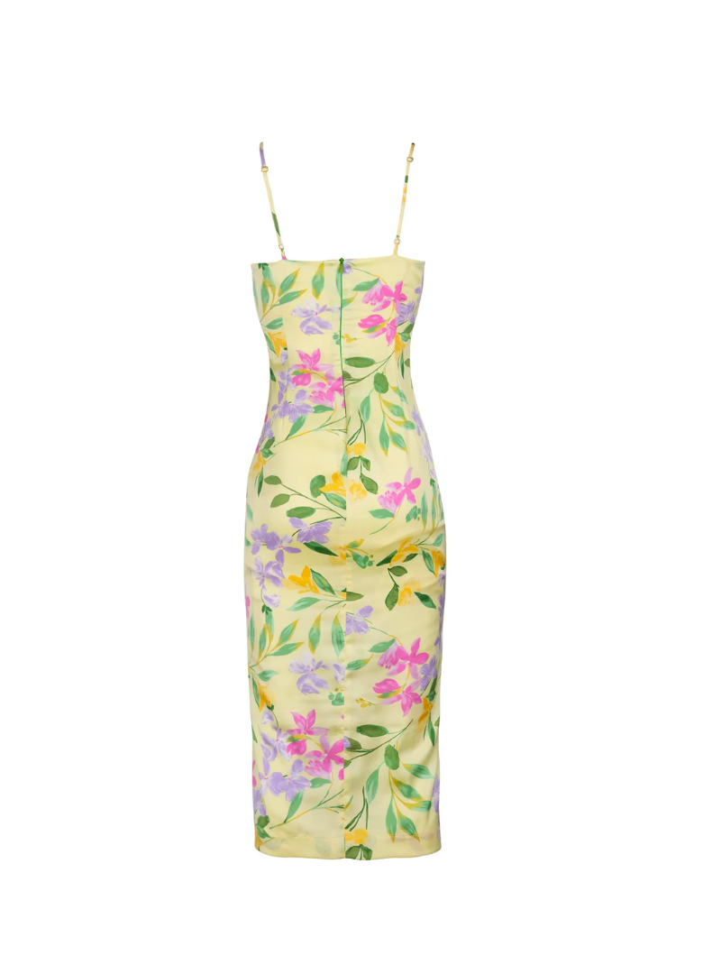 Vestido midi satin floral