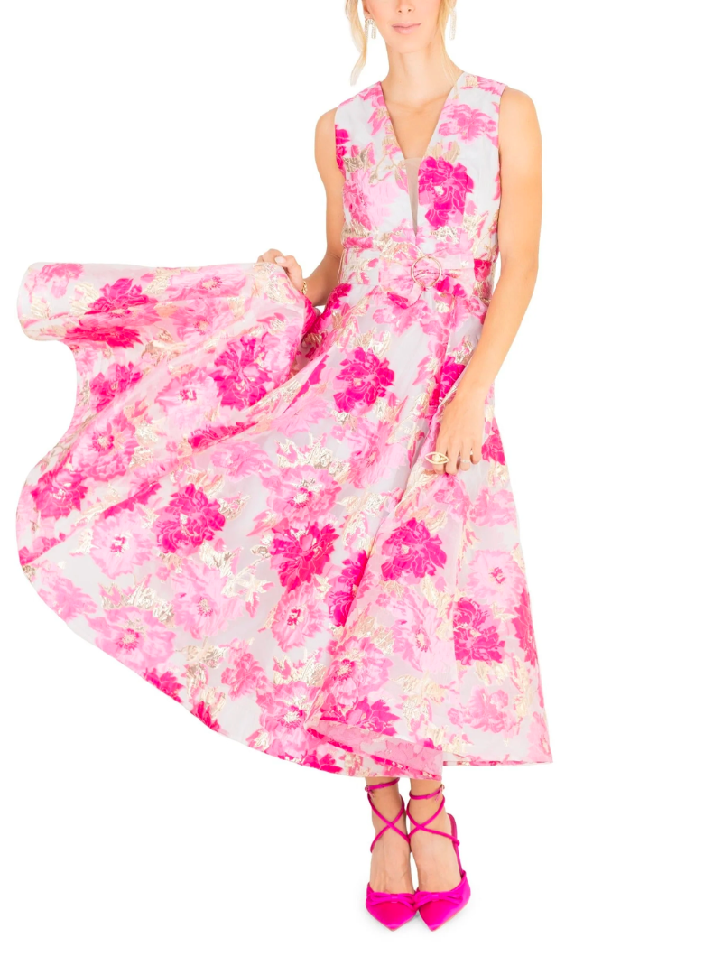 Vestido midi floral estampado