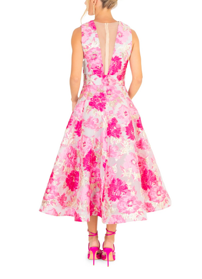 Vestido midi floral estampado