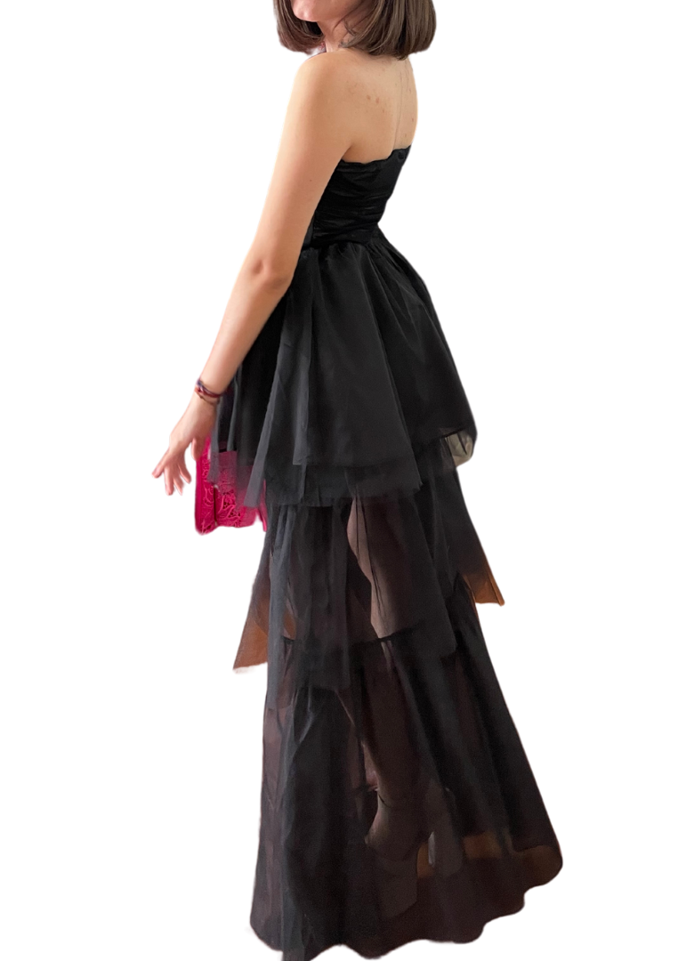 Black tulle evening dress