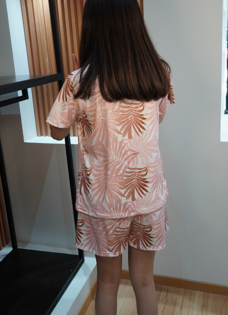 Pijama short selva rosa