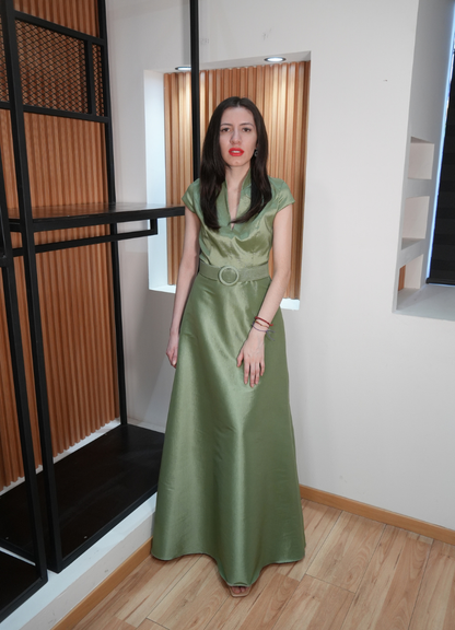 Vestido verde manzana largo