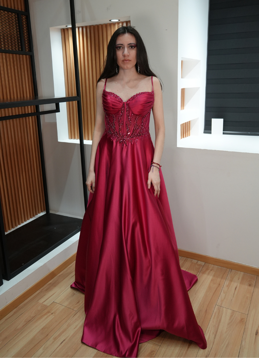 Vestido satinado largo