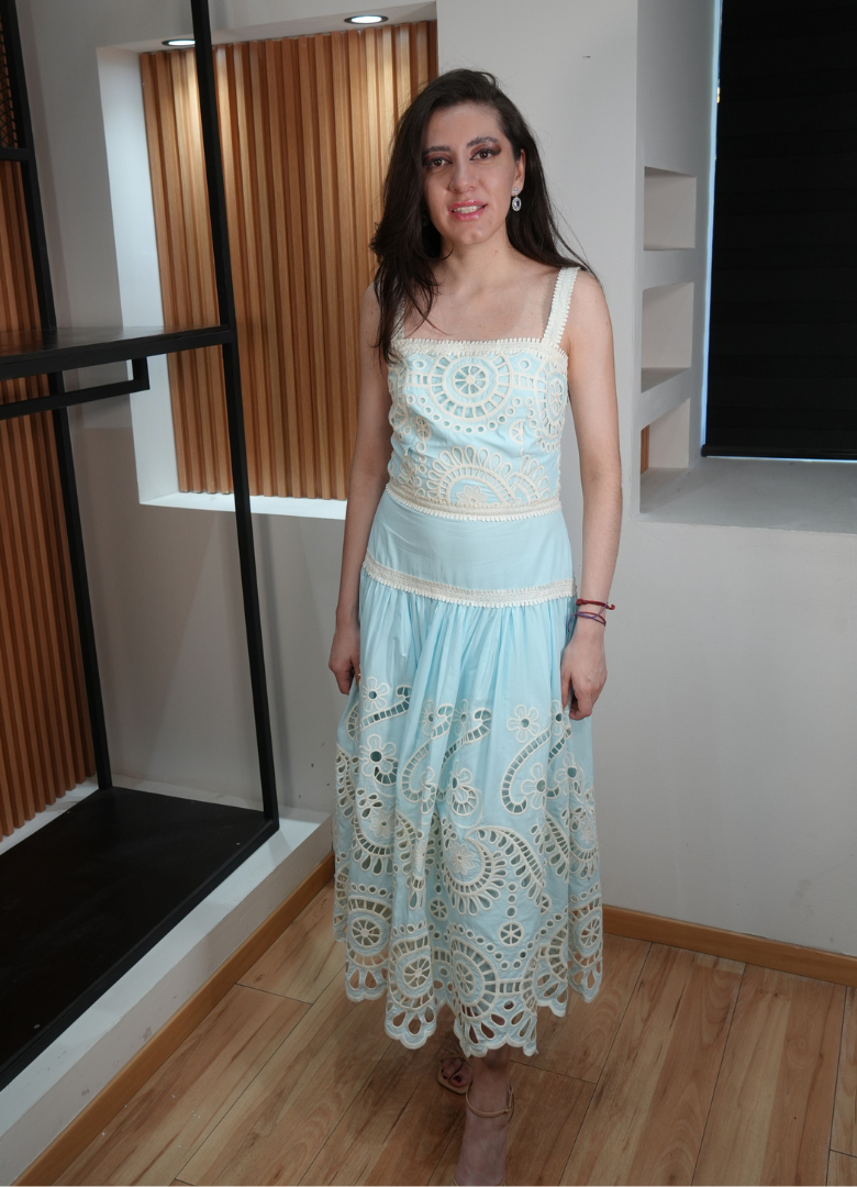 Vestido azul crochet