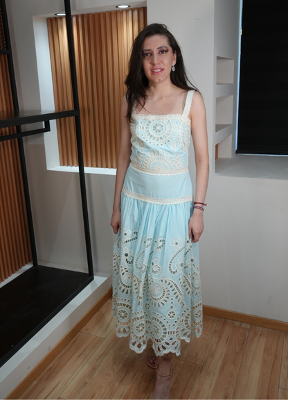 Vestido azul crochet
