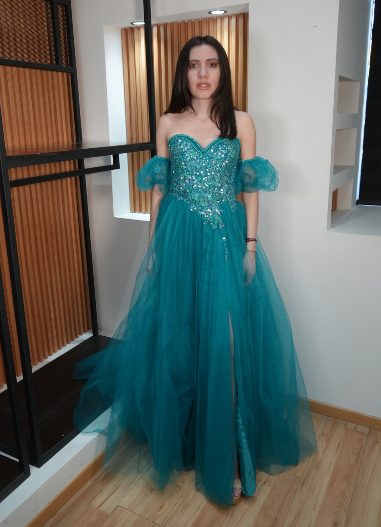 Vestido tul turquesa