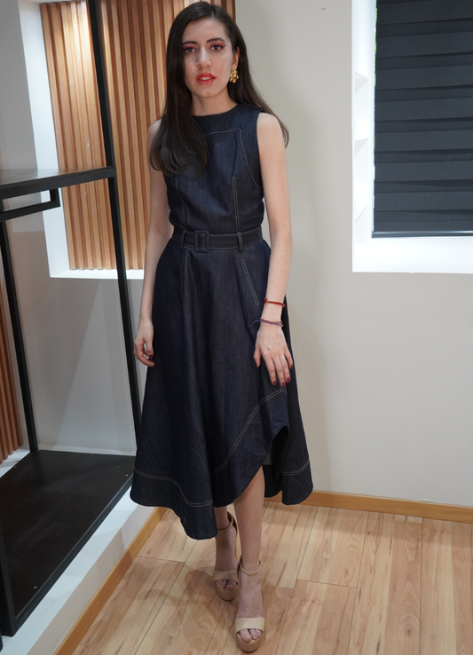 Vestido midi mezclilla