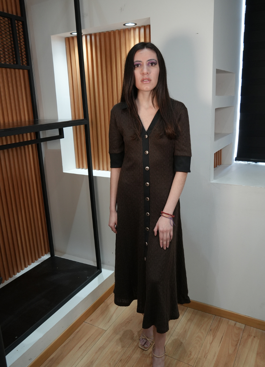 Vestido tejido café